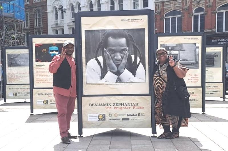 The Brighter Flame Exhibition - Brother, Tippa and Sister, Millicent stand proud for Benjamin (8 July 2024) - Credit Millicent Springer